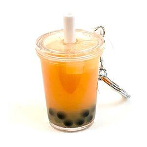 BC Mini Boba Tea Floaty Key Charm with keyring - Orange